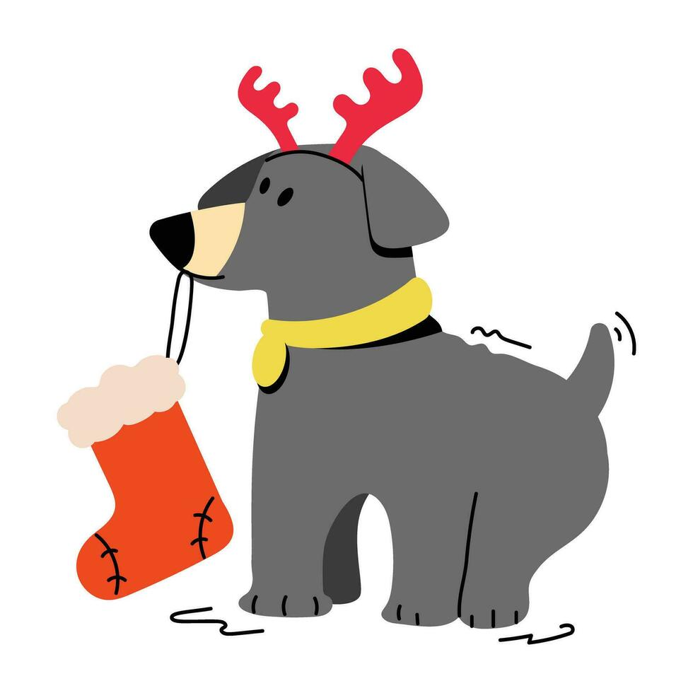 modieus Kerstmis hond vector