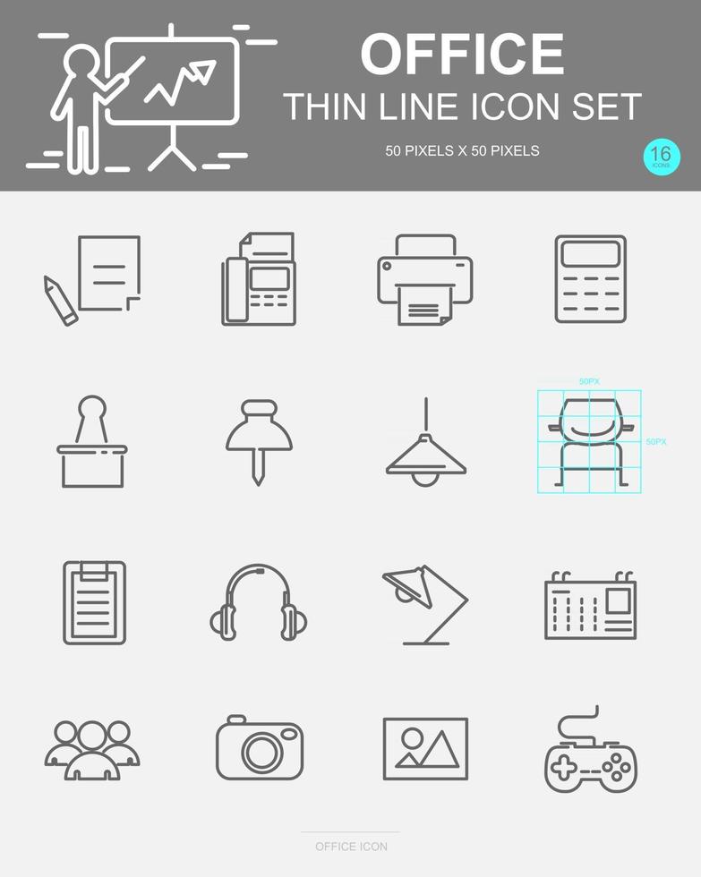 set van office vector lijn iconen