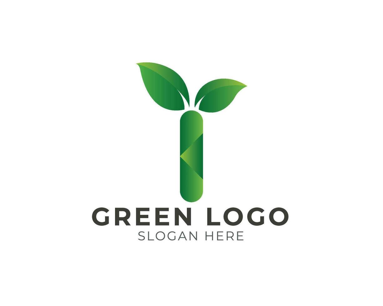 groen logo brief ik ontwerp vector