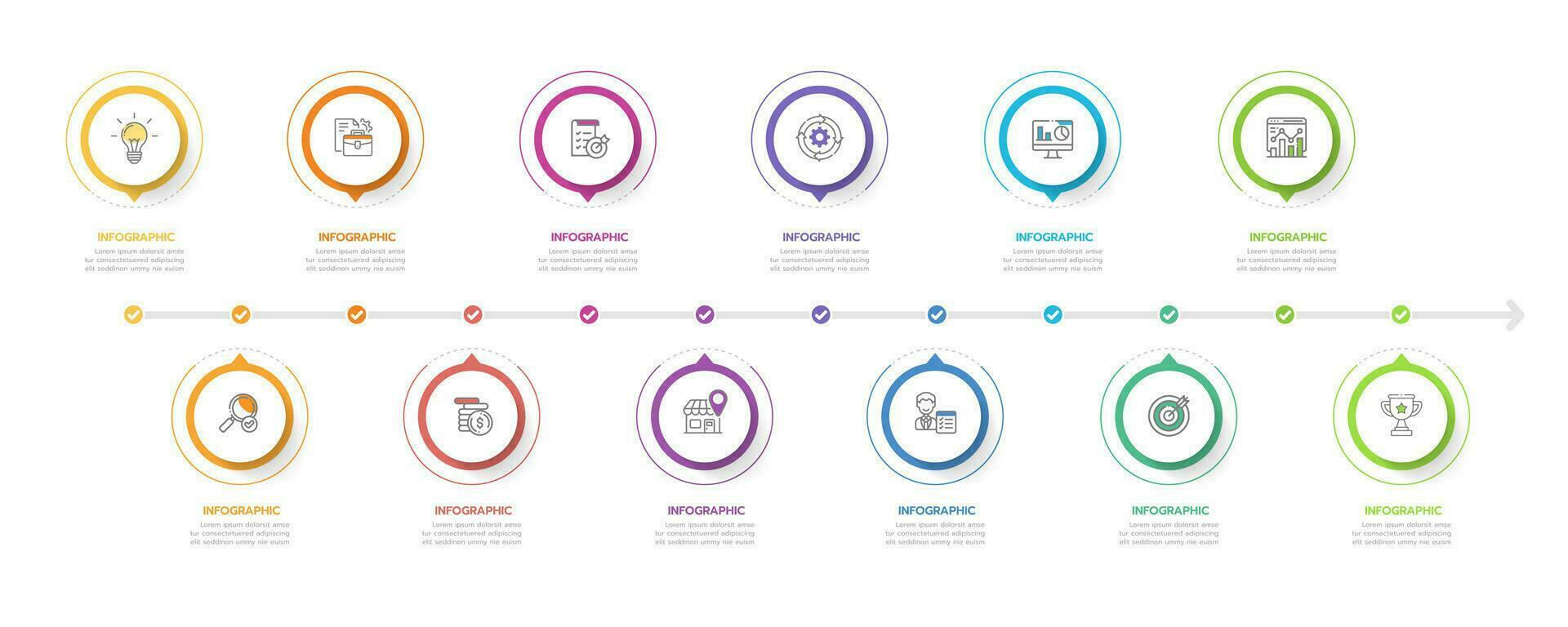 infographic sjabloon voor bedrijven. 12 maanden moderne tijdlijndiagram kalender met Gantt-diagram, presentatie vector infographic.