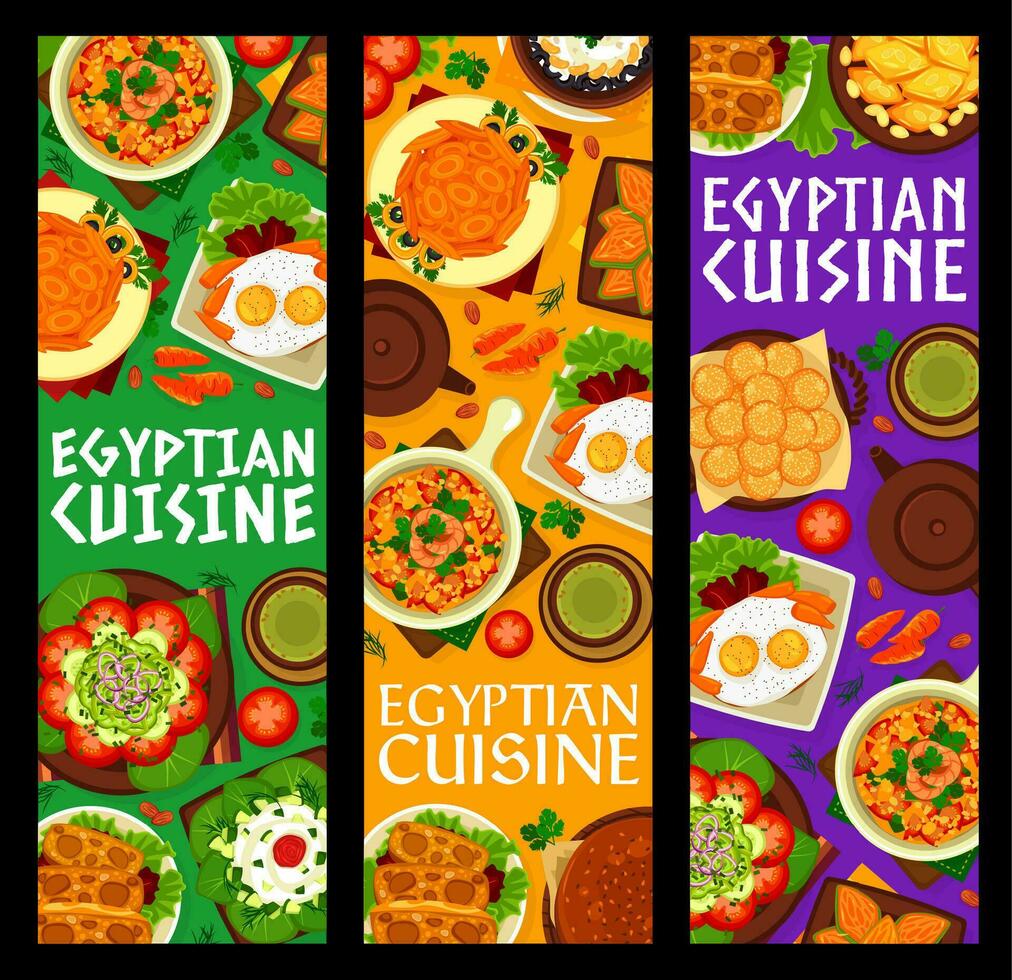 Egyptische keuken restaurant maaltijden vector banners