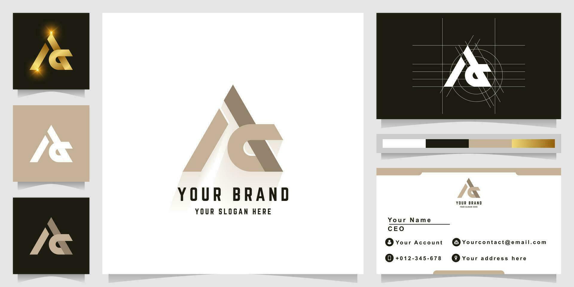 brief advertentie of ag monogram logo met bedrijf kaart ontwerp vector