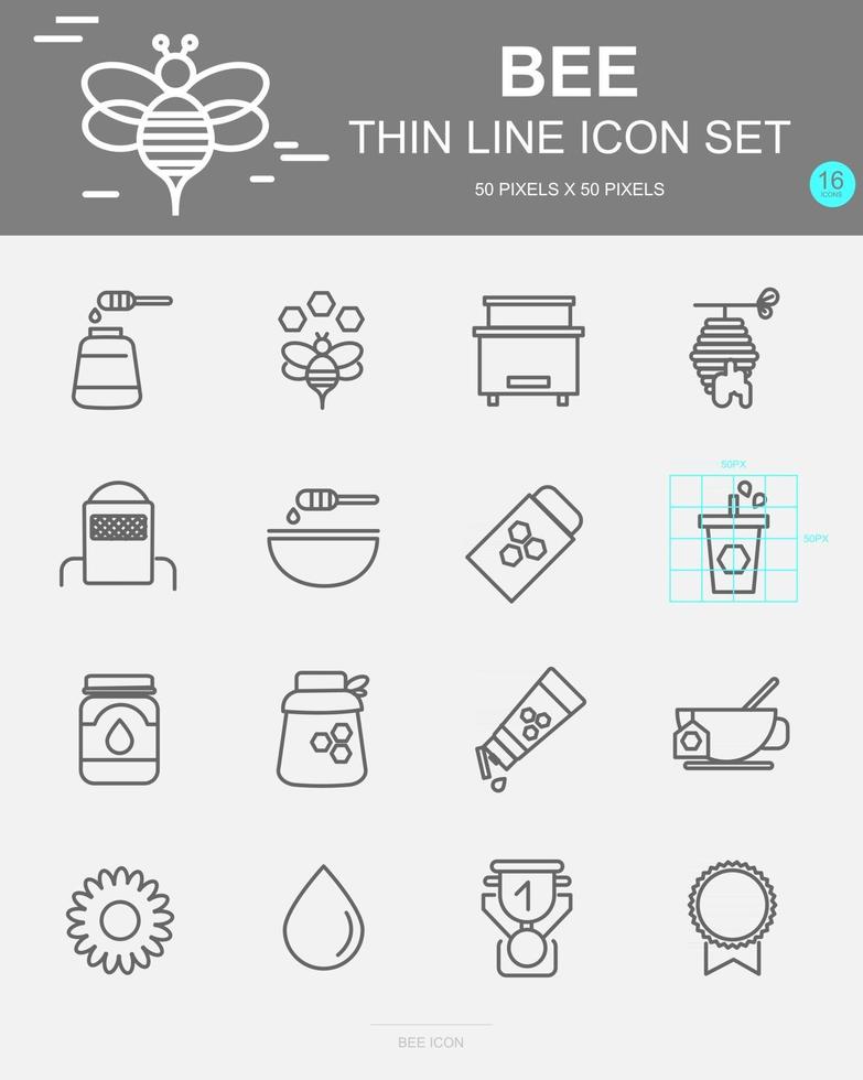 set van bijen vector lijn iconen