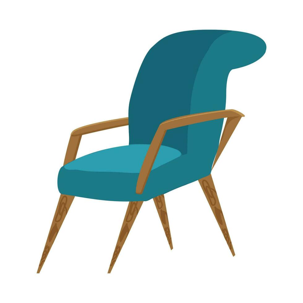 vector vlak illustratie. blauw midden in de eeuw stijl fauteuil.