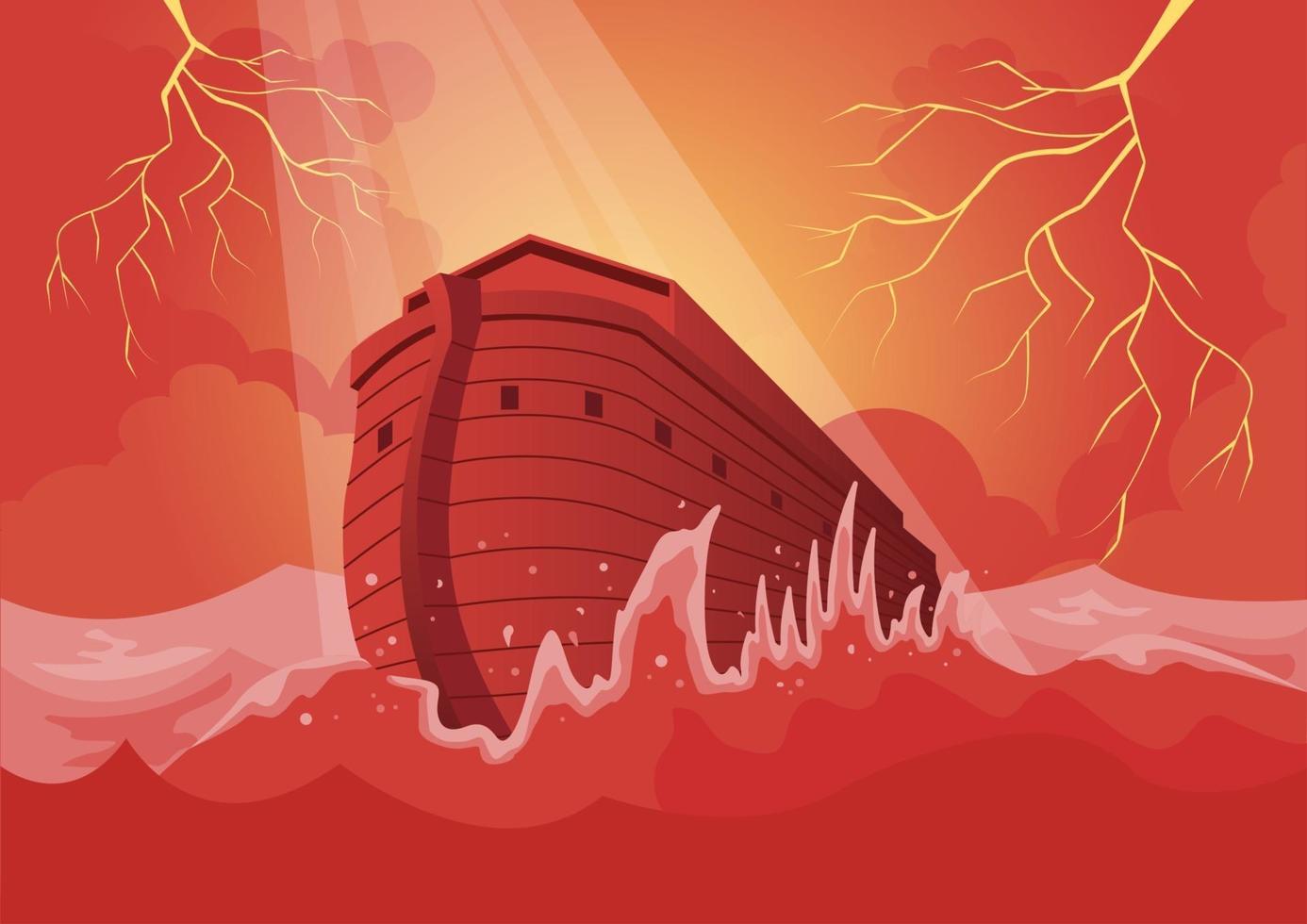 de ark van noach en de grote zondvloed vector