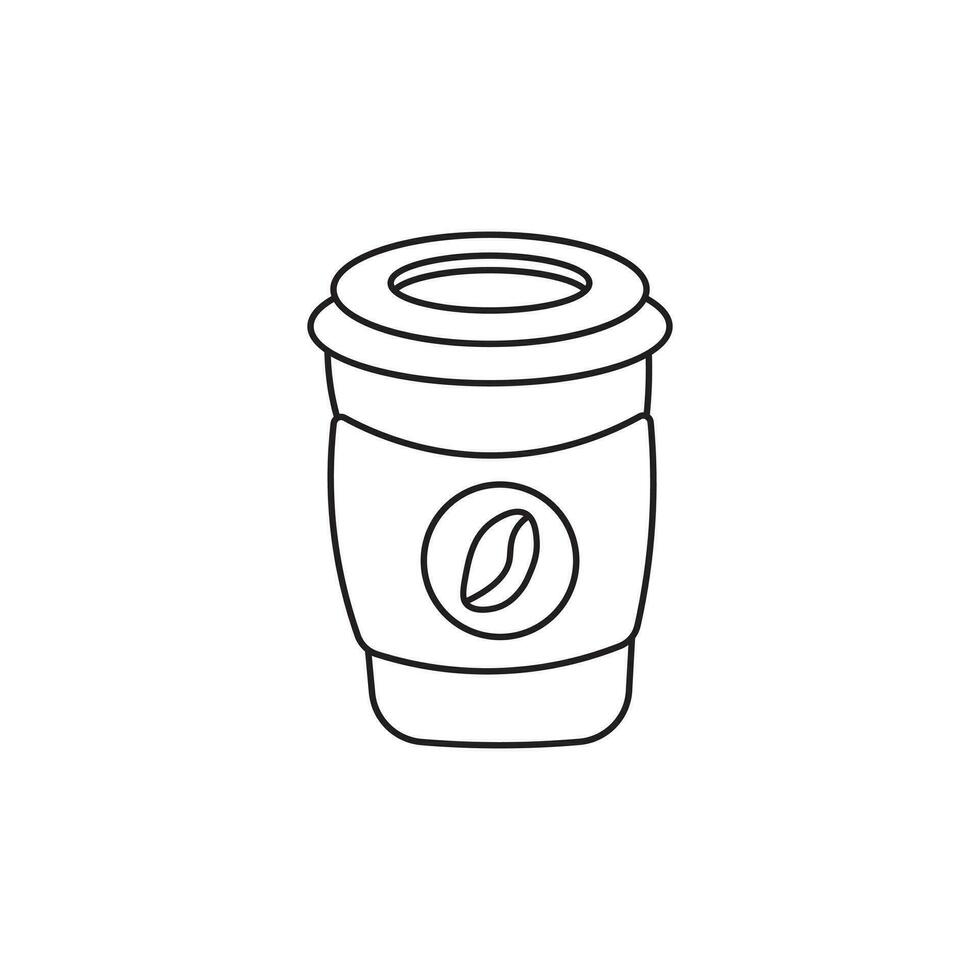 hand- getrokken kinderen tekening vector illustratie koffie kop icoon met koffie bonen logo vector vlak tekenfilm geïsoleerd