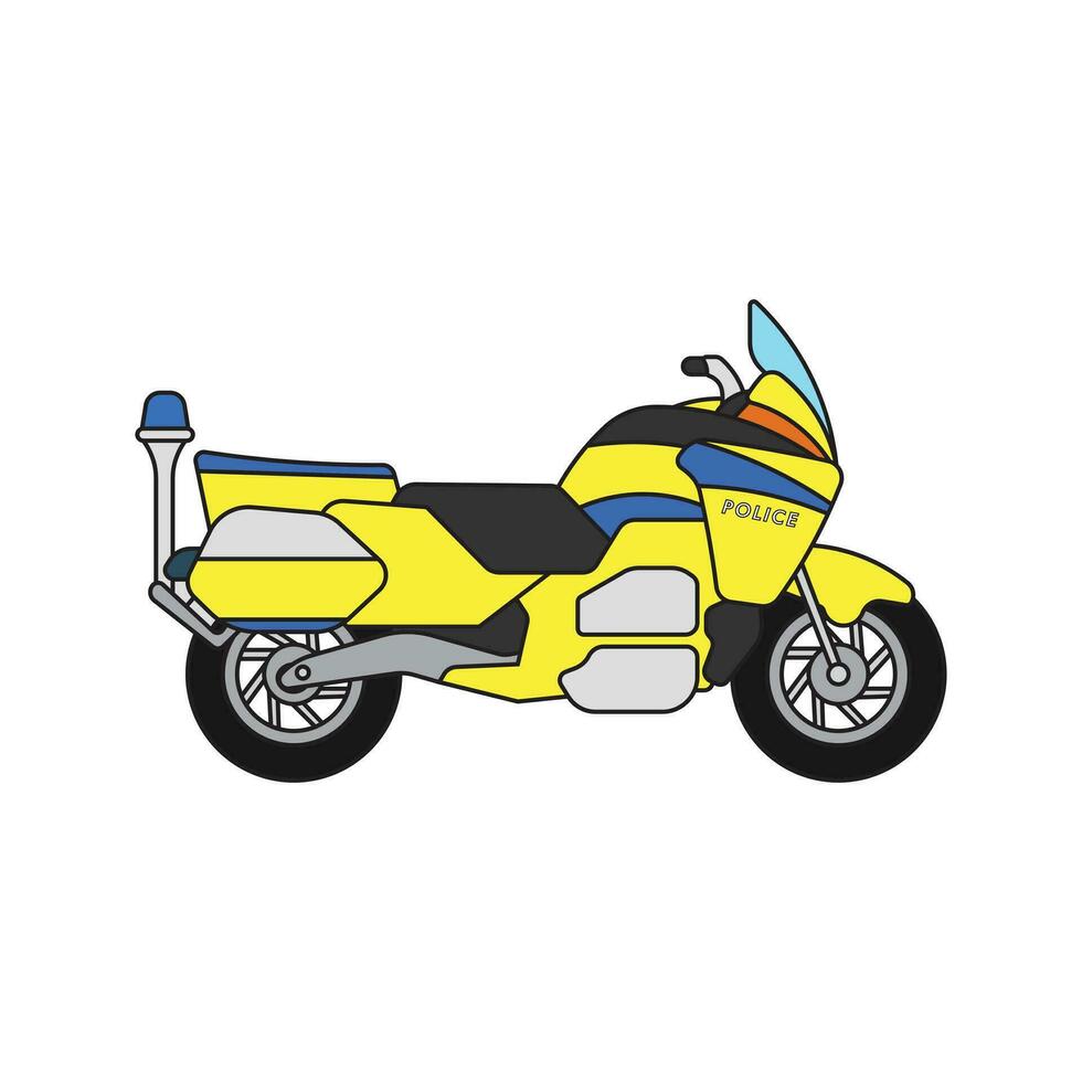 kinderen tekening vector illustratie Politie motorfiets vlak tekenfilm geïsoleerd