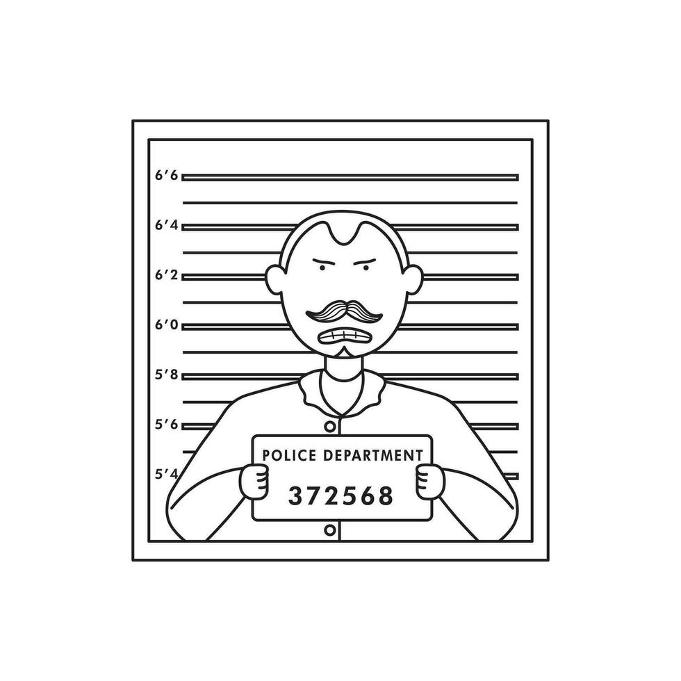 kinderen tekening vector illustratie gevangene en mugshot vlak tekenfilm geïsoleerd