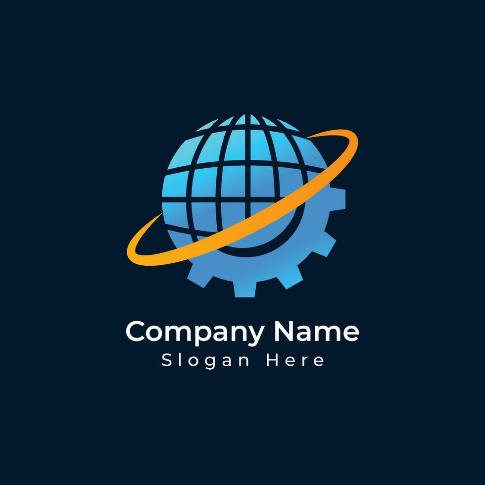 wereld uitrusting bedrijf logo ontwerp vector sjabloon
