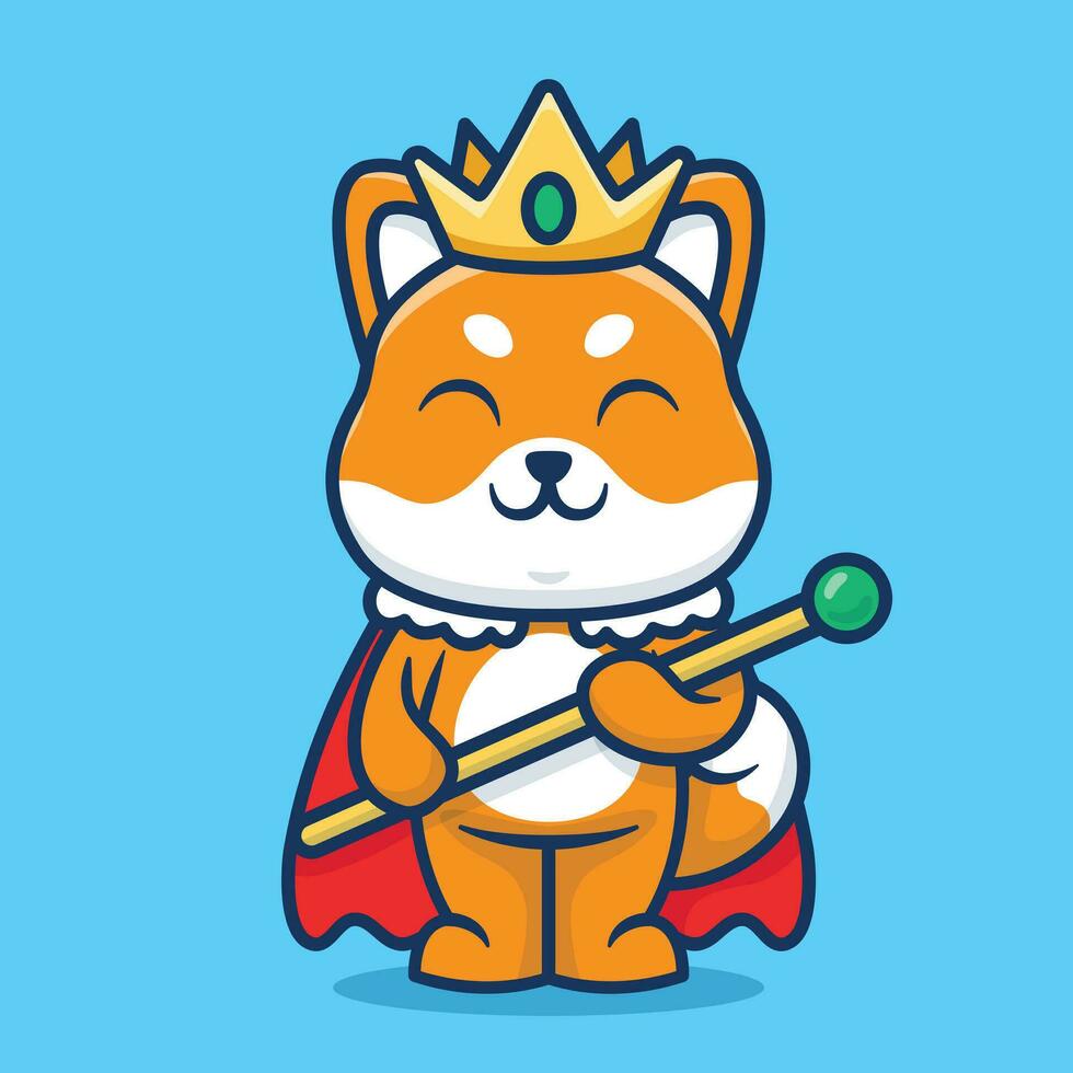 schattig shiba inu hond met kroon tekenfilm vector illustratie geïsoleerd