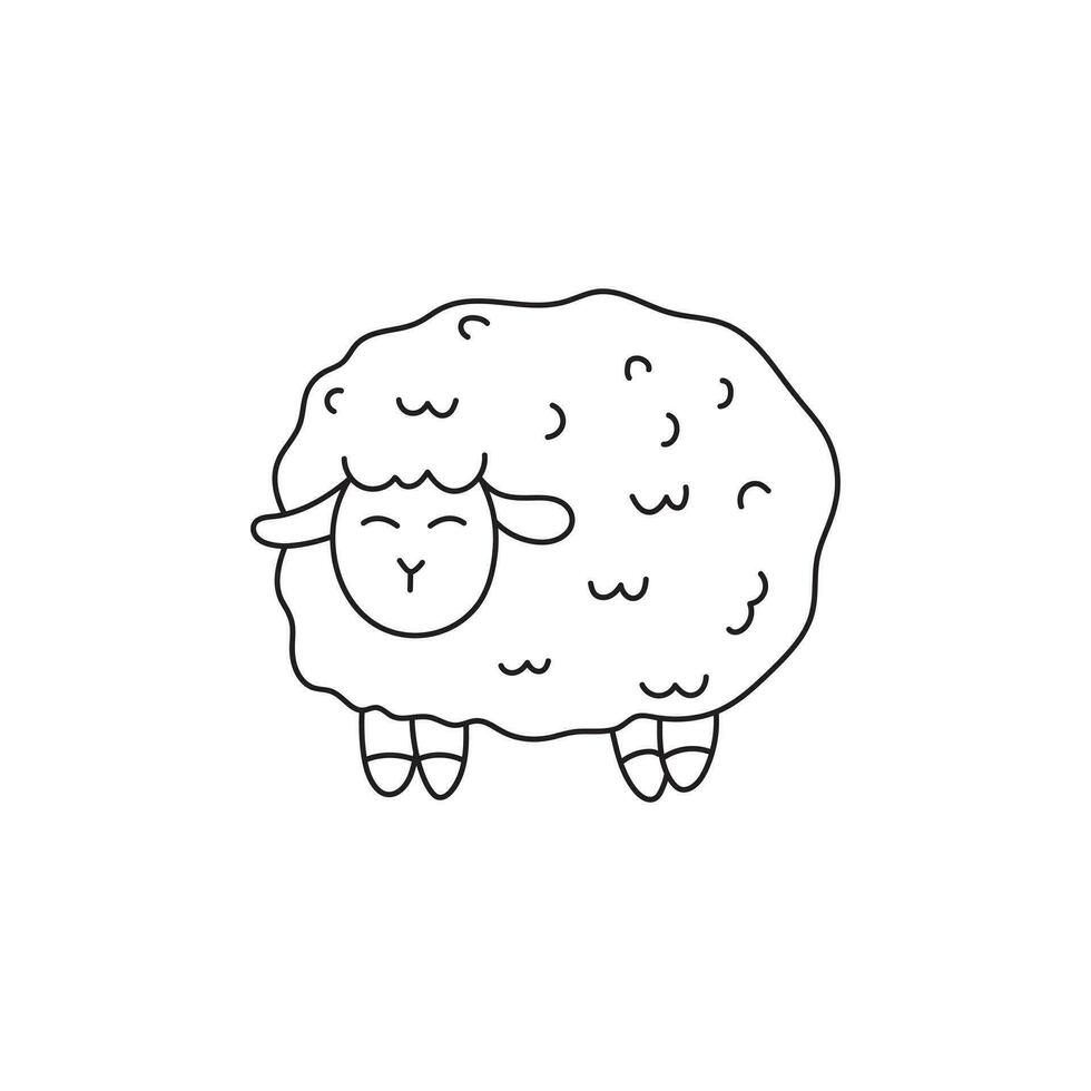 hand- getrokken kinderen tekening tekenfilm vector illustratie schattig schapen icoon geïsoleerd Aan wit achtergrond