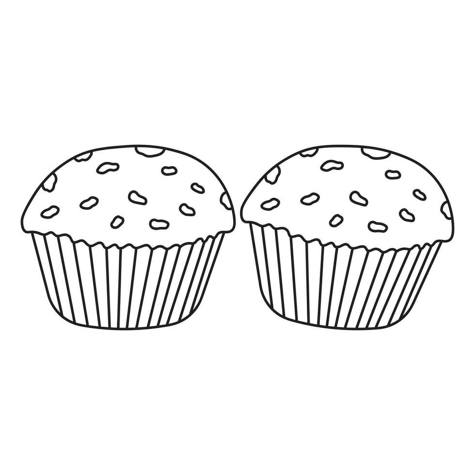 hand- getrokken kinderen tekening tekenfilm vector illustratie cupcakes icoon geïsoleerd Aan wit achtergrond