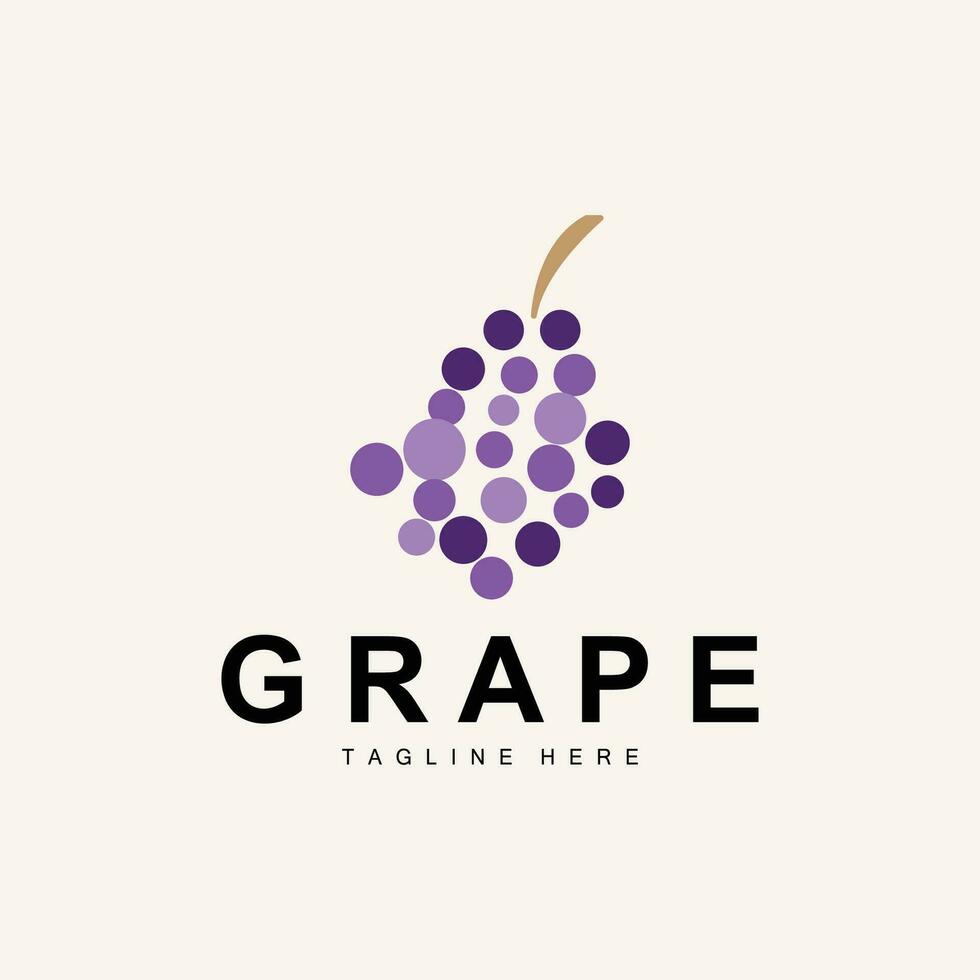 druif logo, tuin vector, vers Purper fruit, wijn merk ontwerp, gemakkelijk illustratie sjabloon vector