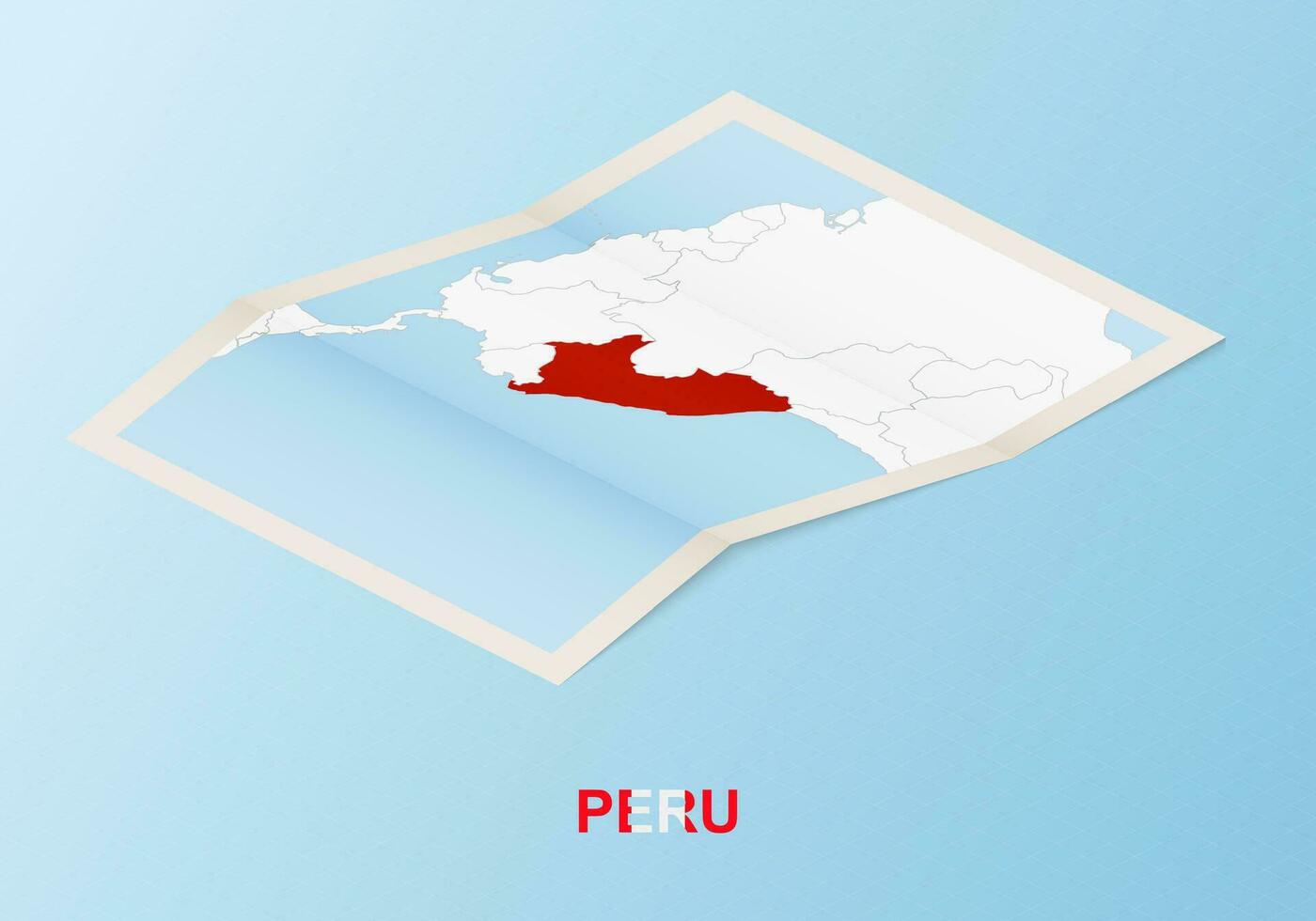 gevouwen papier kaart van Peru met naburig landen in isometrische stijl. vector