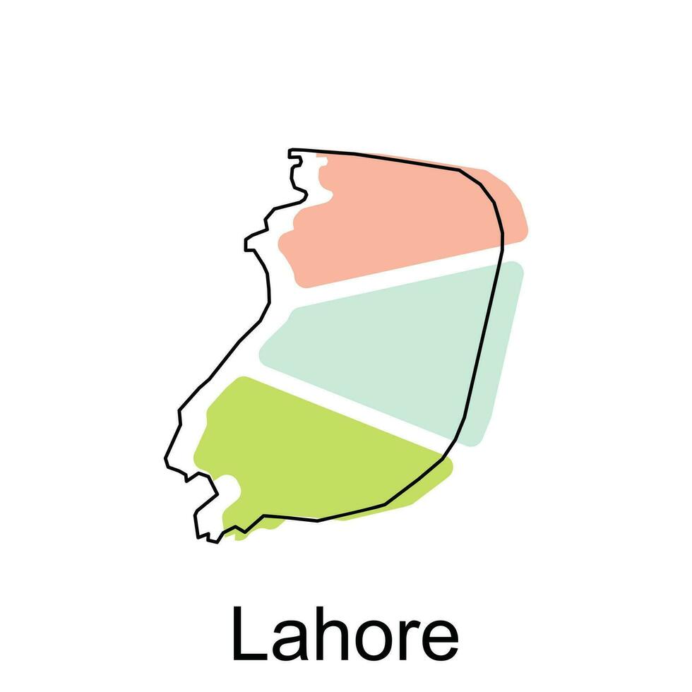 kaart van lahore meetkundig kleurrijk illustratie ontwerp sjabloon, Pakistan kaart Aan wit achtergrond vector