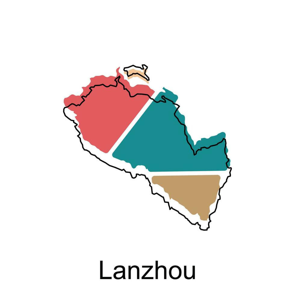 lanzhou stad kaart republiek van China, shanxi provincie, kaart vector illustratie ontwerp sjabloon, Aan wit achtergrond