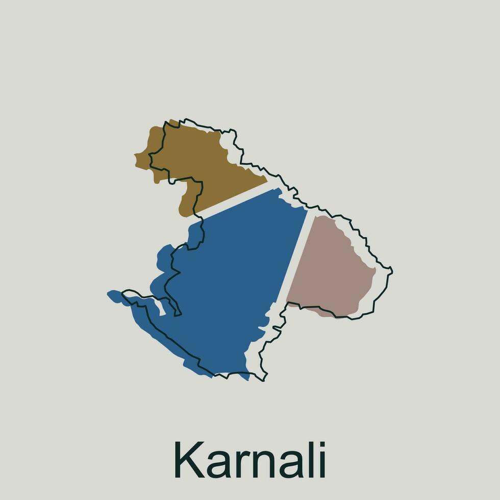 kaart van karnali meetkundig schets illustratie ontwerp, land van Nepal kaart vector ontwerp sjabloon