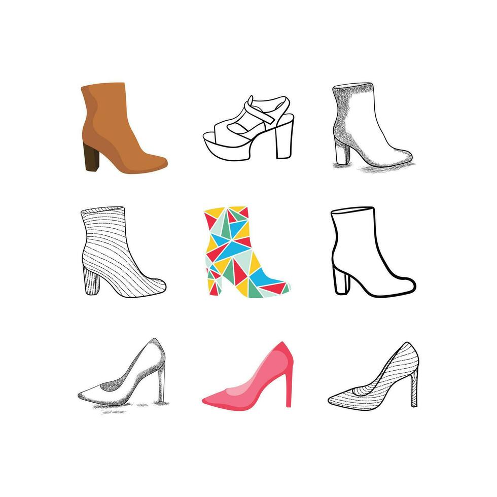 reeks van Dames schoenen logo ontwerp hoog hiel- mode icoon sjabloon vector voor bedrijf op te slaan