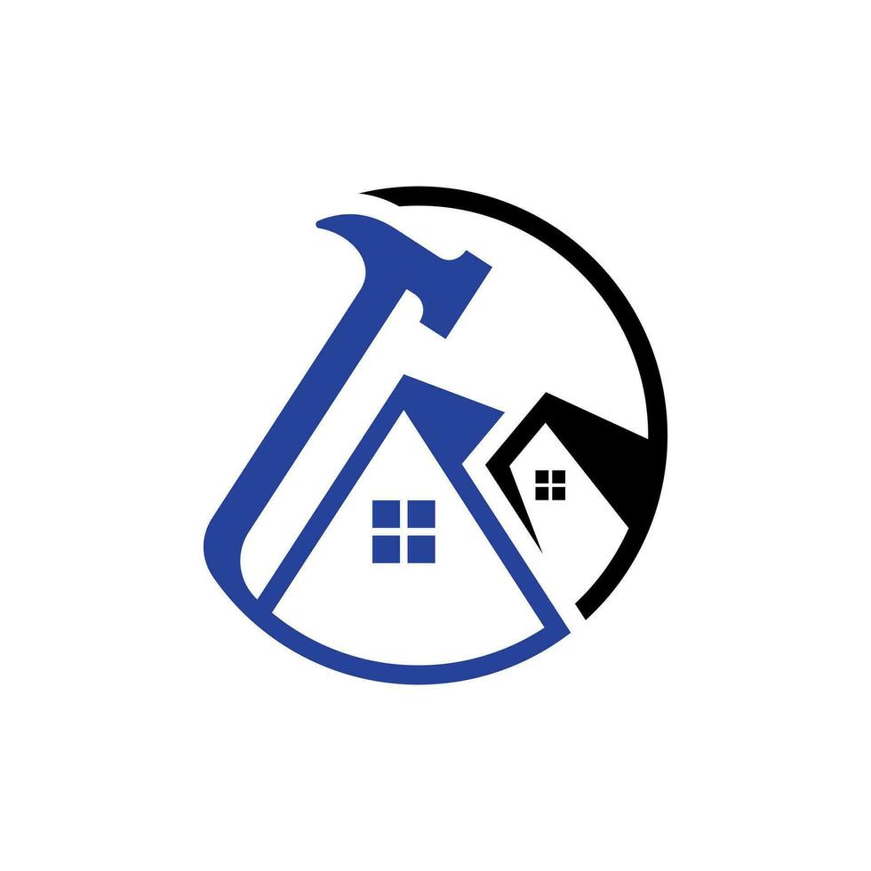 hamer huis logo vector illustratie ontwerp, huis verbetering gebouw logo sjabloon