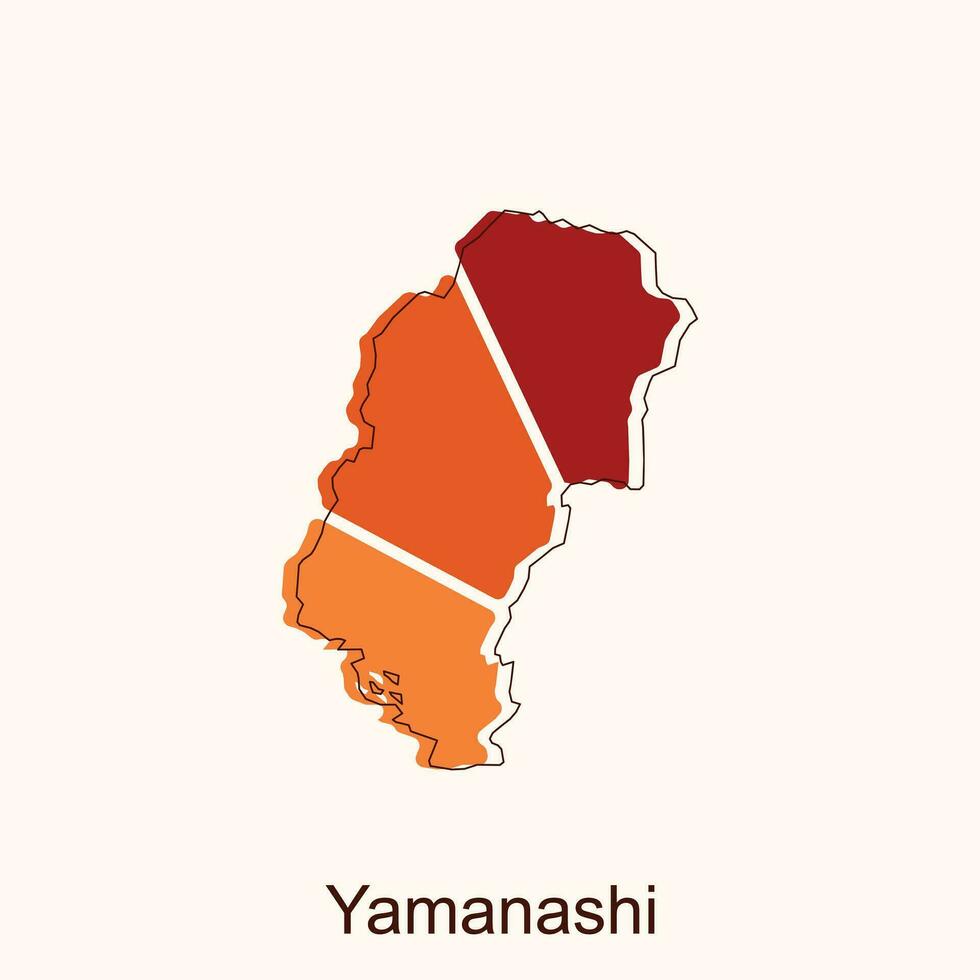 yamanashi hoog gedetailleerd illustratie kaart, Japan kaart, wereld kaart land vector illustratie sjabloon