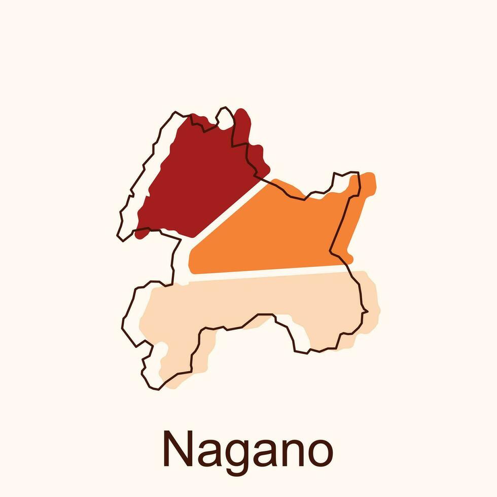 Nagano hoog gedetailleerd illustratie kaart, Japan kaart, wereld kaart land vector illustratie sjabloon