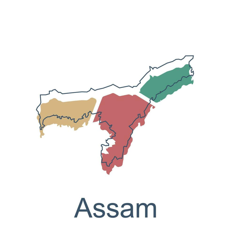 kaart van assam kleurrijk illustratie ontwerp, element grafisch illustratie sjabloon vector