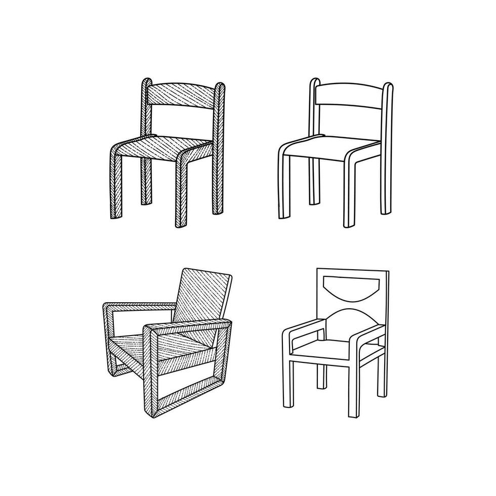 meubilair ontwerp reeks van stoel interieur lijn illustratie verzameling, met modern vector concept. geschikt voor uw bedrijf