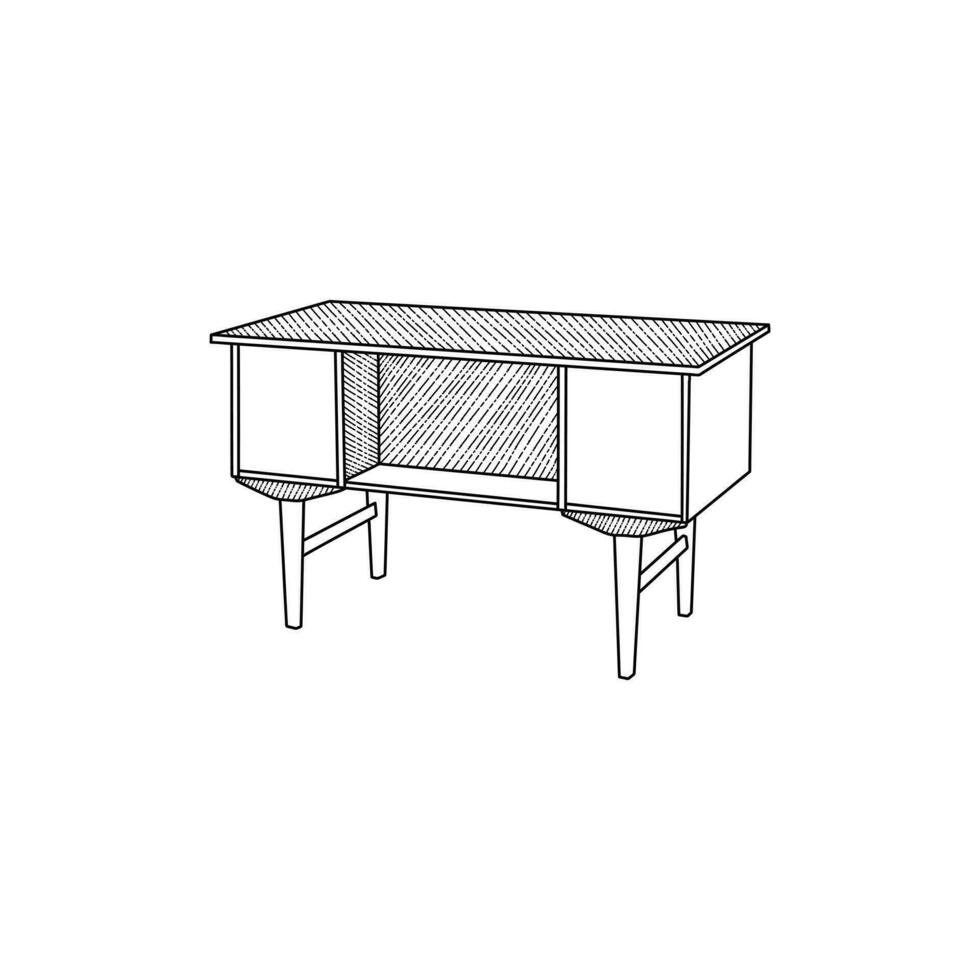 schrijven bureau icoon meubilair lijn kunst vector, minimalistische illustratie ontwerp vector