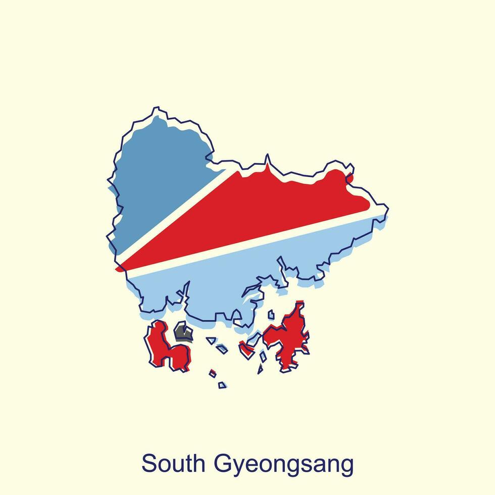 kaart van zuiden gyeongsang hoog gedetailleerd politiek kaart. zuiden Korea vector illustratie ontwerp sjabloon