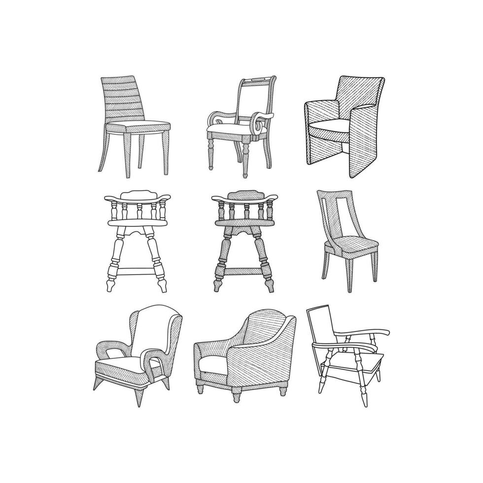 stoel icoon creatief meubilair van reeks verzameling, abstract vector en logo ontwerp of sjabloon bedrijf interieur eigendom icoon