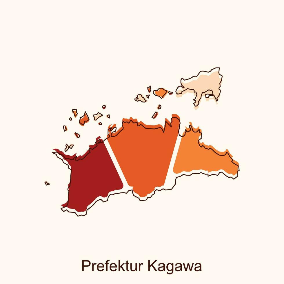 voorkeur kagawa hoog gedetailleerd illustratie kaart, Japan kaart, wereld kaart land vector illustratie sjabloon