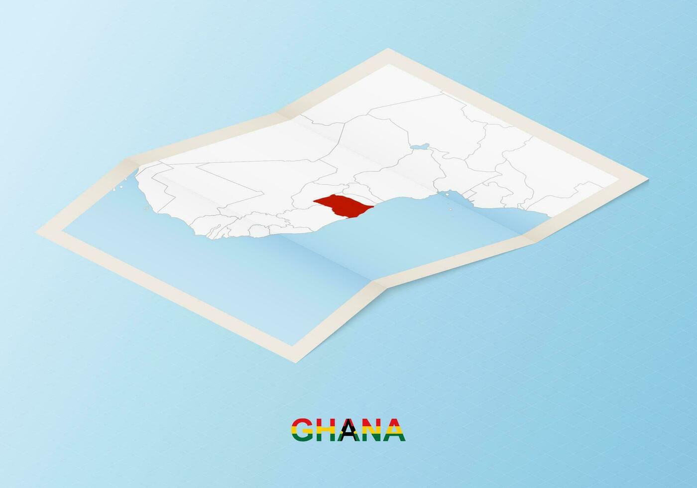 gevouwen papier kaart van Ghana met naburig landen in isometrische stijl. vector