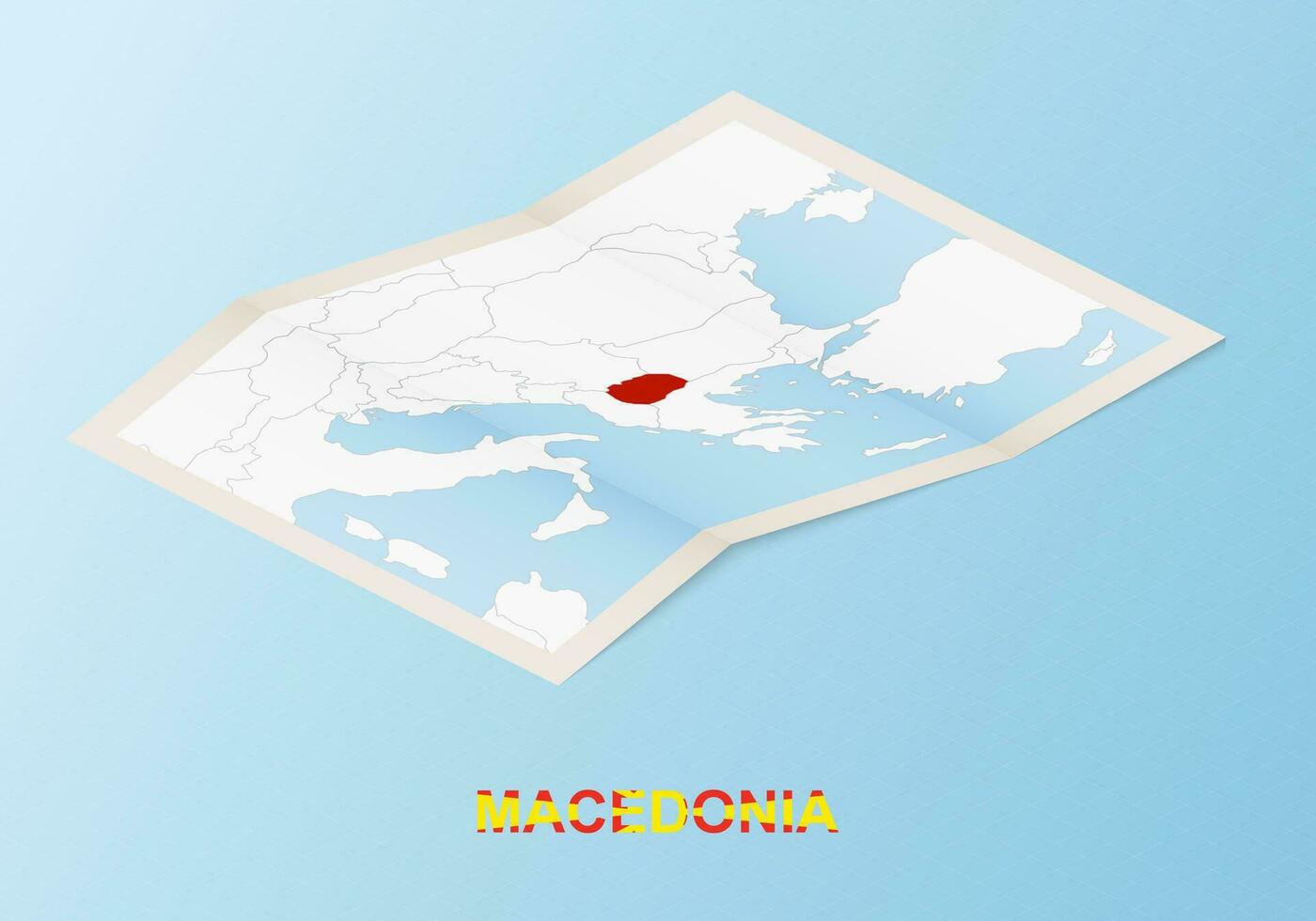 gevouwen papier kaart van Macedonië met naburig landen in isometrische stijl. vector