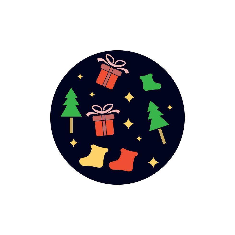 vector illustratie van een vrolijk Kerstmis decoratie in cirkel logo, element grafisch illustratie ontwerp sjabloon