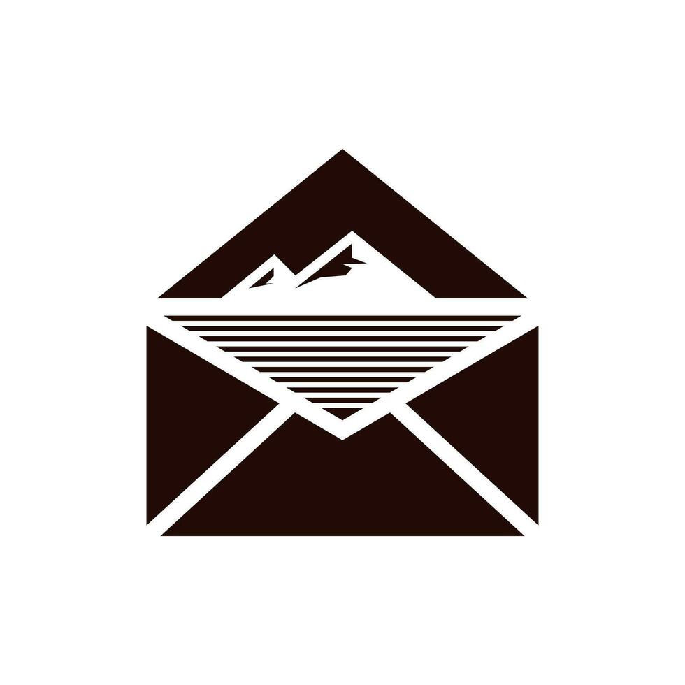 mail met berg logo vector grafisch ontwerp illustratie, logo ontwerp concept, geschikt voor uw bedrijf