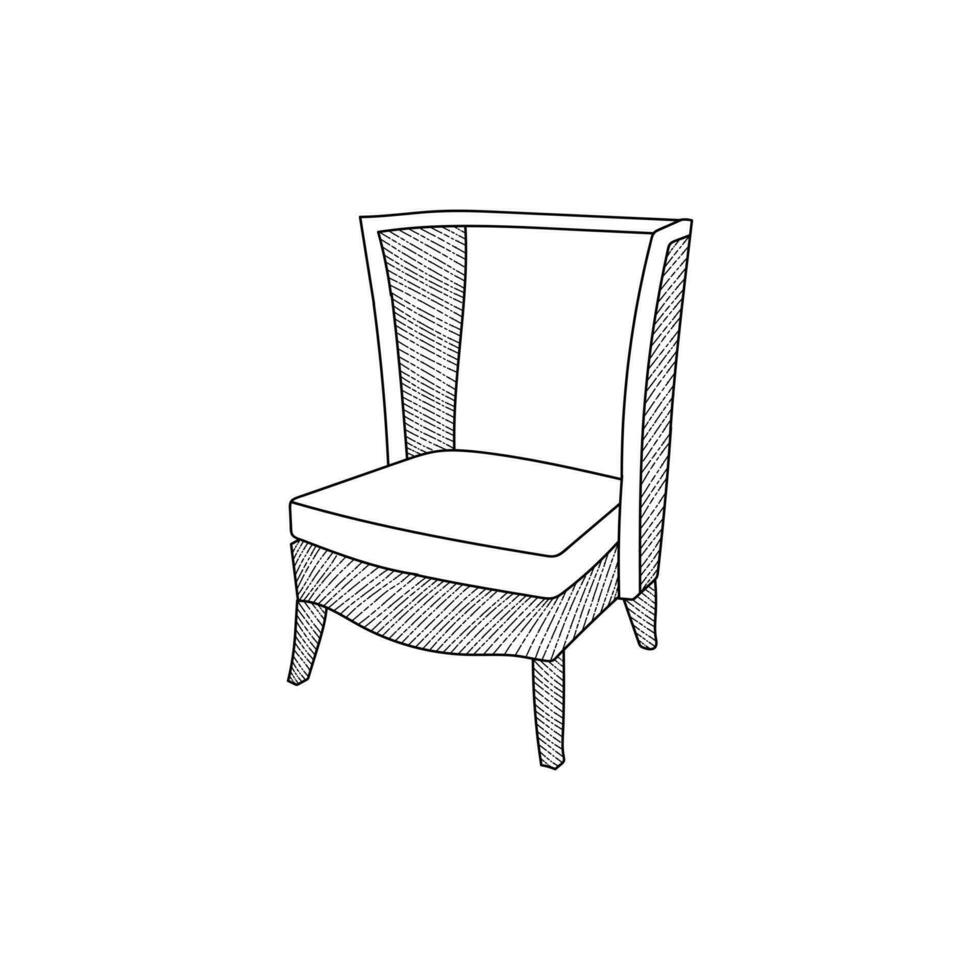 gemakkelijk en uniek stoel met lijn uit minimalistische logo ontwerp, symbool en icoon sjabloon van bank, tafel, stoel, en huis interieur vector