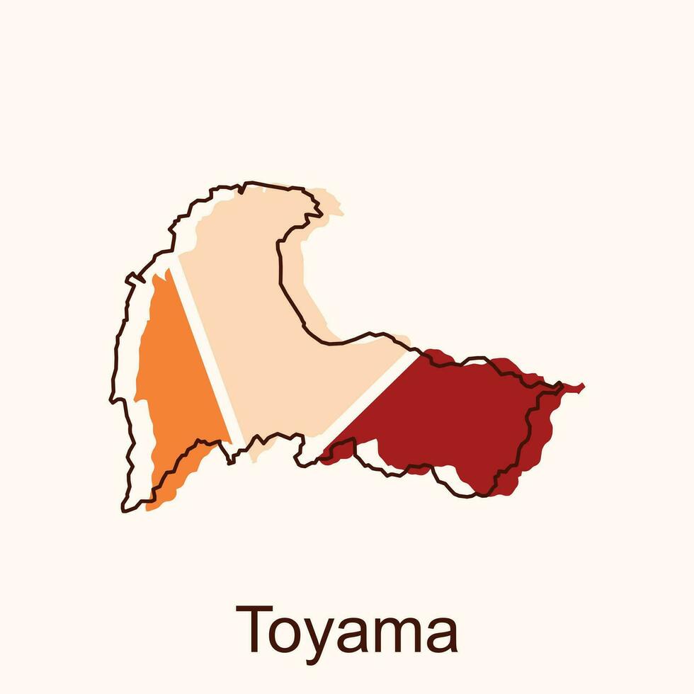 kaart van toyama vector ontwerp sjabloon, nationaal borders en belangrijk steden illustratie abstract, ontwerpen concept, logo, logotype element voor sjabloon.