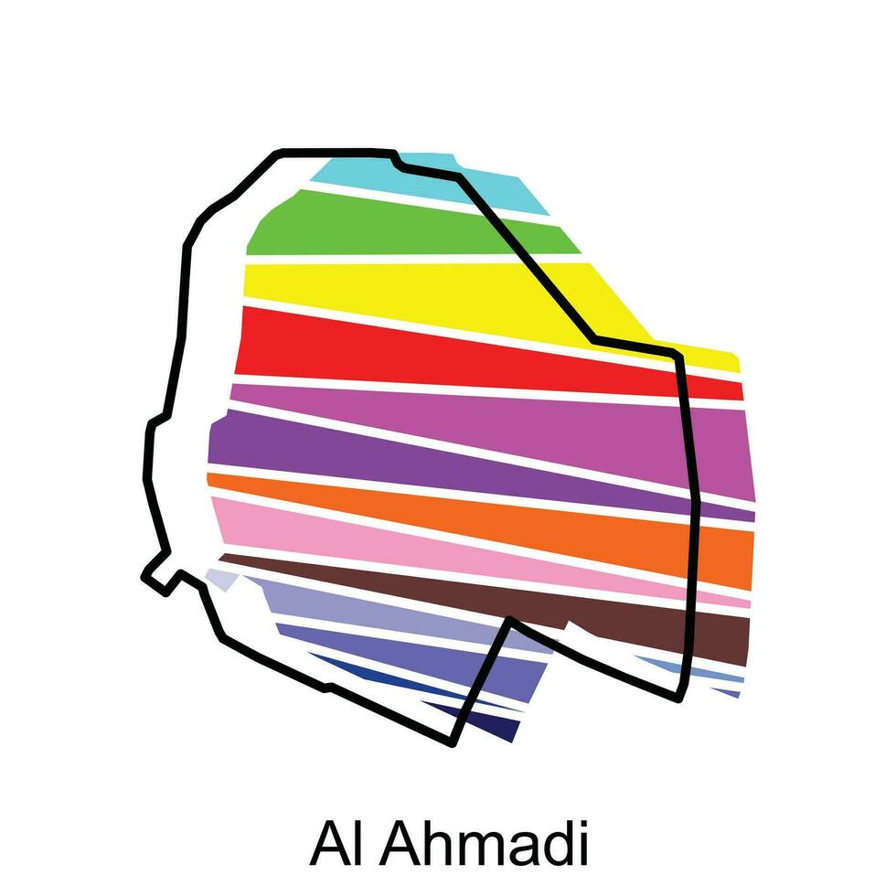 kaart al ahmadi ontwerp sjabloon, vector kaart van Koeweit land met genaamd bestuur en reizen pictogrammen