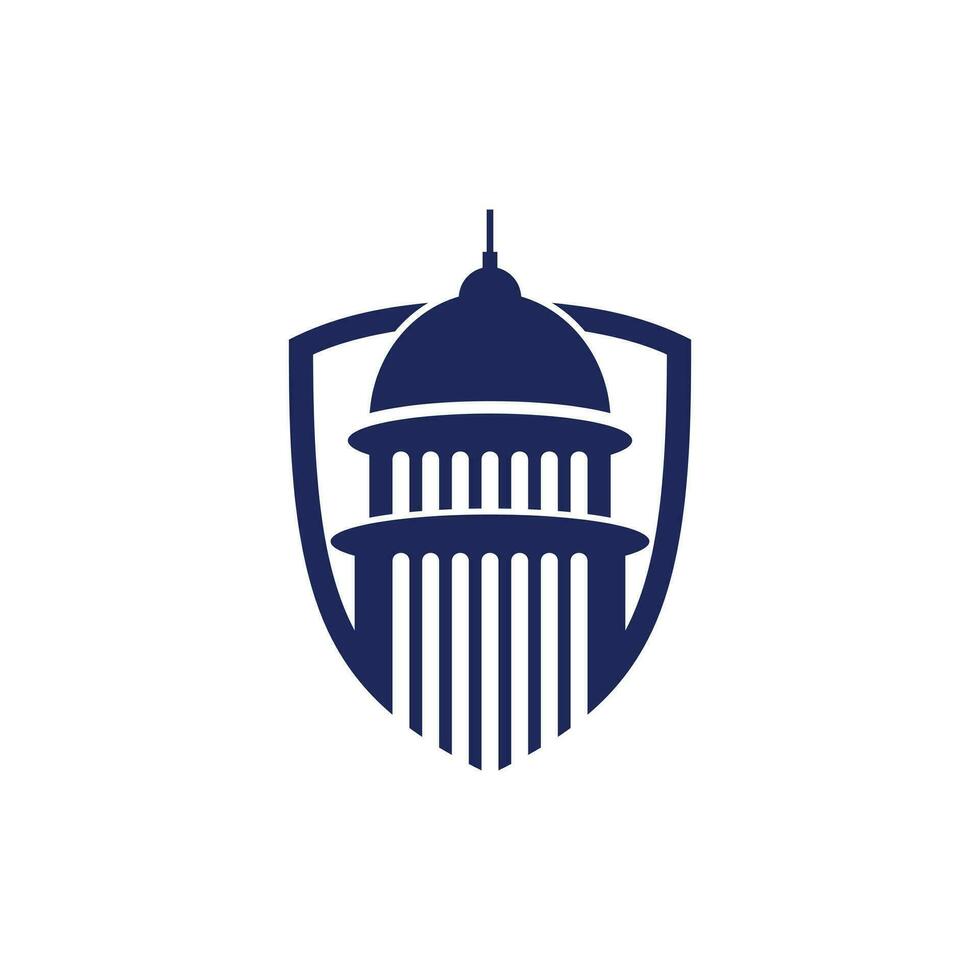 Capitol gebouw met schild logo sjabloon illustratie vector