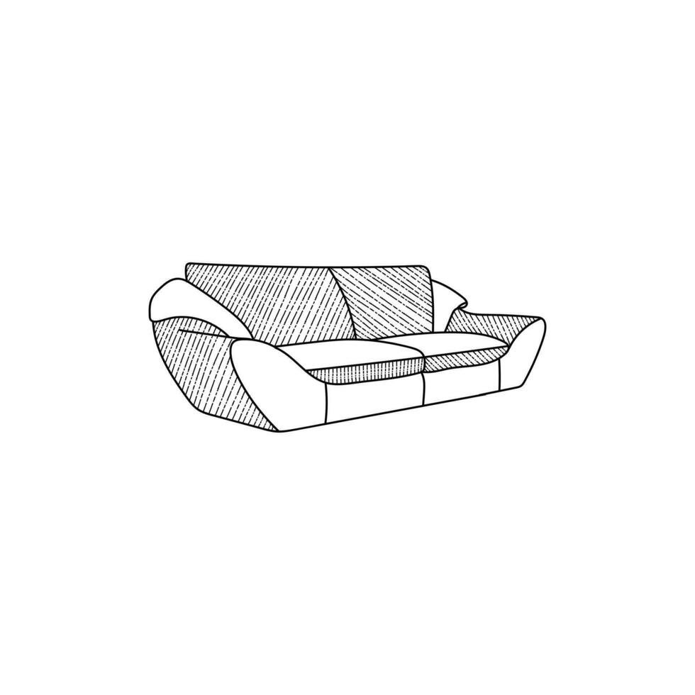 sofa lijn kunst stijl ontwerp, meubilair of interieur element illustratie vector