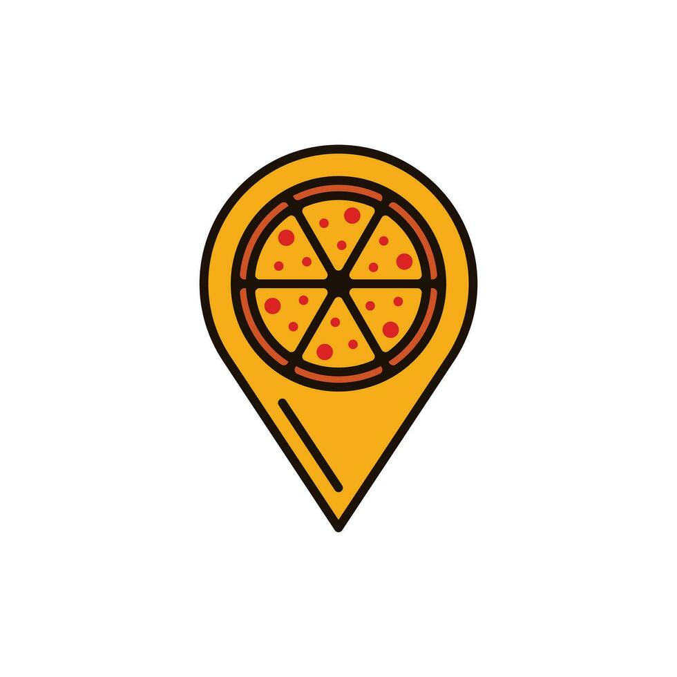 pizza kaart pin plaats illustratie vector ontwerp sjabloon, plak van pizza plaats icoon logo vector illustratie sjabloon