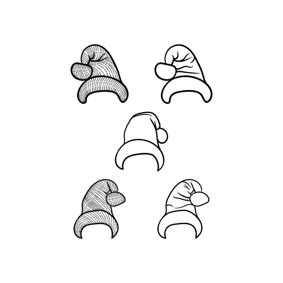 icoon reeks van de kerstman hoed lijn kunst verzameling, wijnoogst logo illustratie ontwerp sjabloon, modern gemakkelijk minimalistische vector concept.