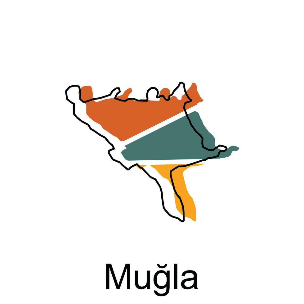 kaart van Mugla provincie van kalkoen, illustratie vector ontwerp sjabloon, geschikt voor uw bedrijf, meetkundig logo ontwerp element