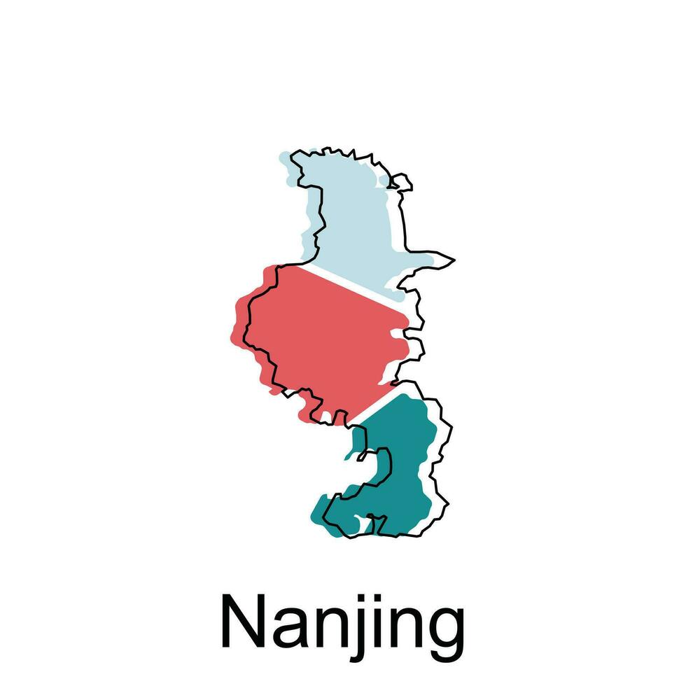 kaart van nanking hoog kwaliteit is een provincie van China kaart, zwart en wit gedetailleerd schets Regio's van de land. vector illustratie sjabloon