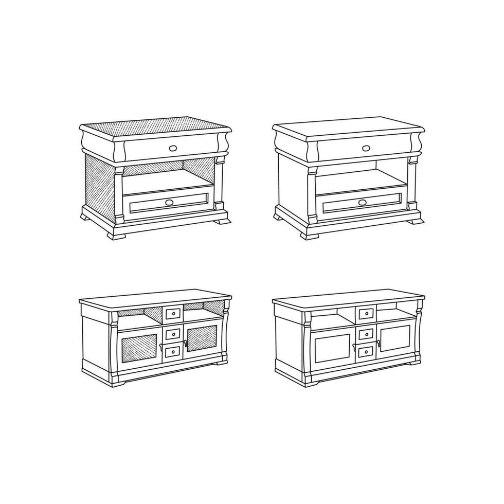 reeks verzameling van nachtkastje icoon meubilair lijn kunst vector, minimalistische illustratie ontwerp vector