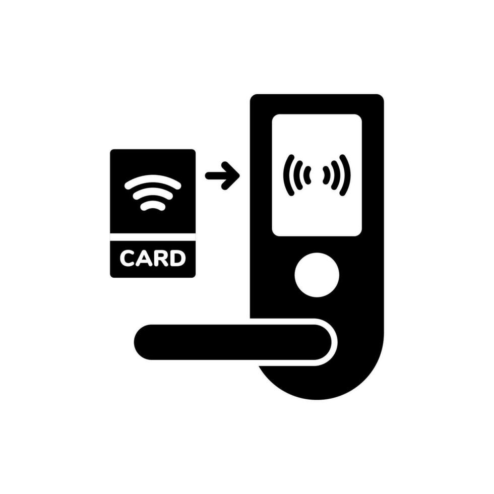 vector element van de elektronisch deur met sleutelkaart lezer, glyph icoon.