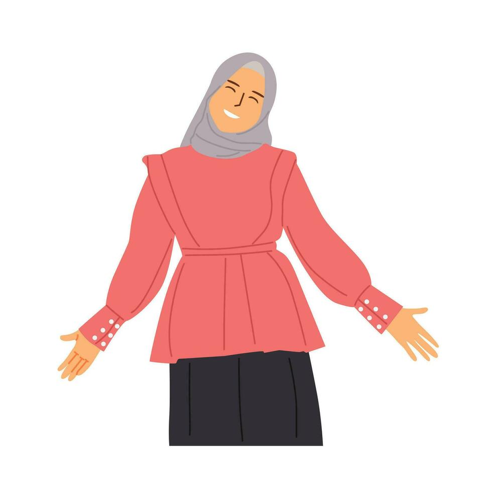 vector illustratie van moslim vrouw vervelend hijab