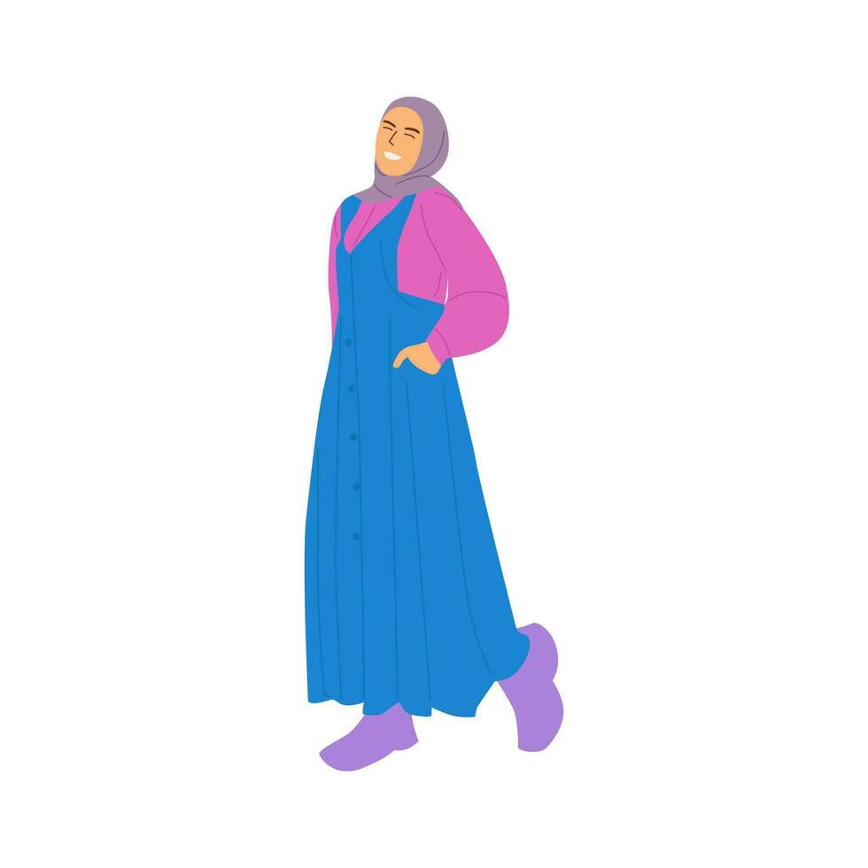 vector illustratie van moslim vrouw vervelend hijab