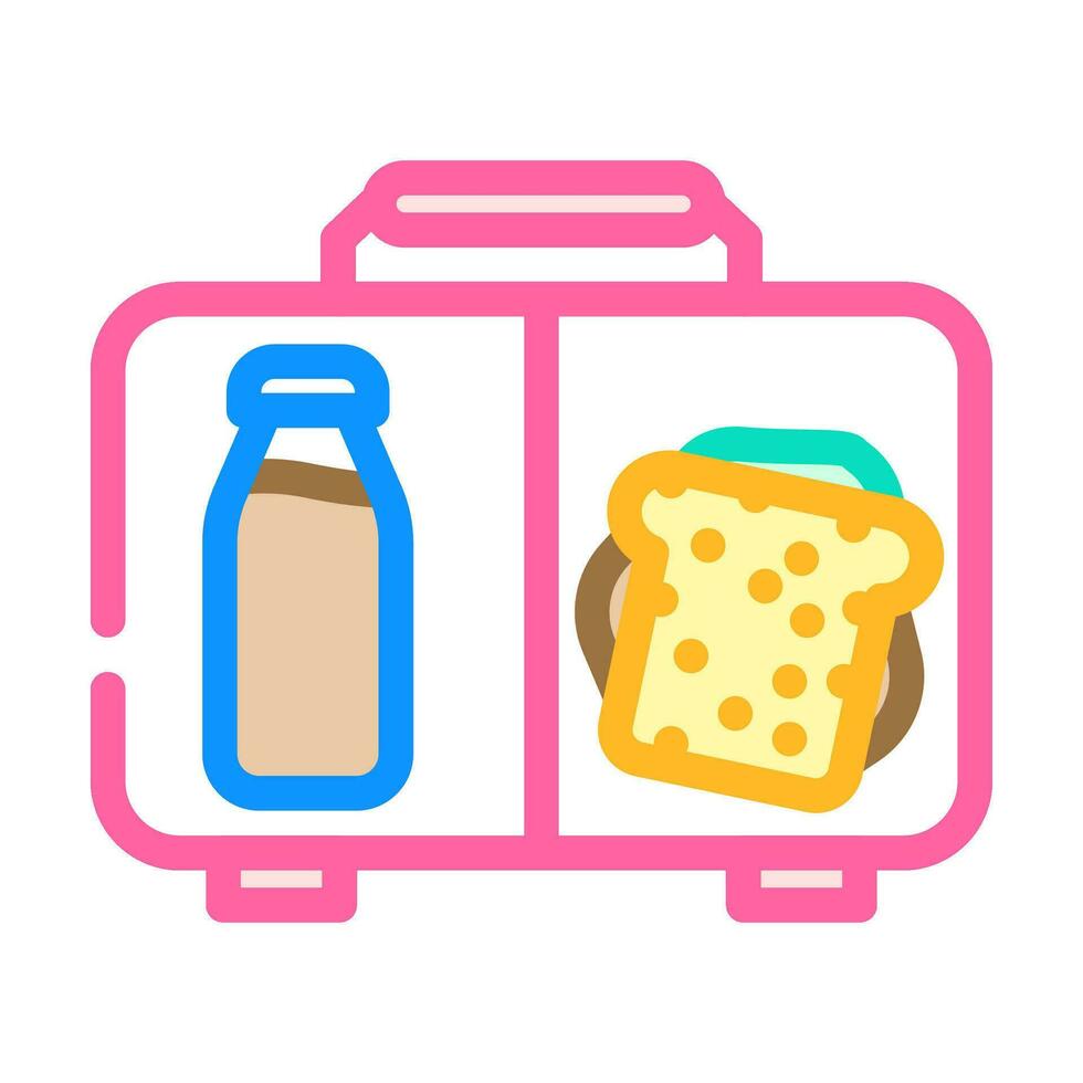 lunch doos kinderen maaltijd kleur icoon vector illustratie