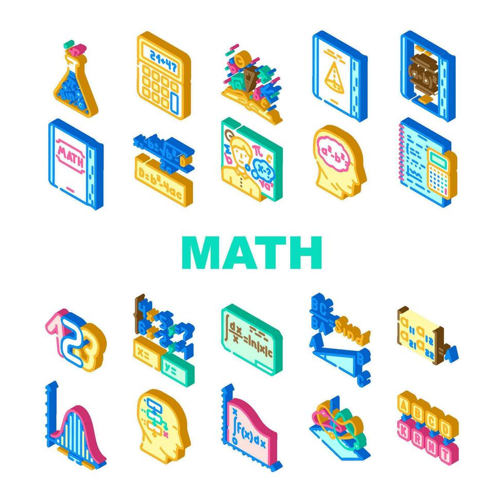 wiskunde wetenschap onderwijs school- pictogrammen reeks vector